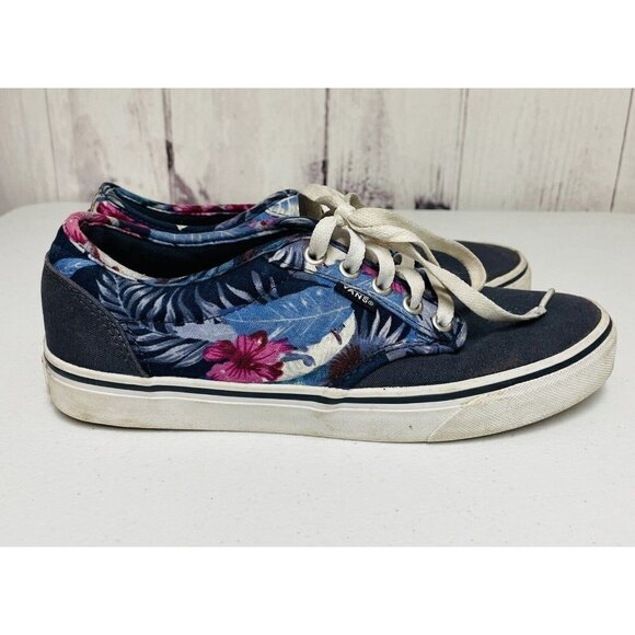 Vans Womens Size 8.5 Skate Shoes Floral Blue White - Picture 1 of 6